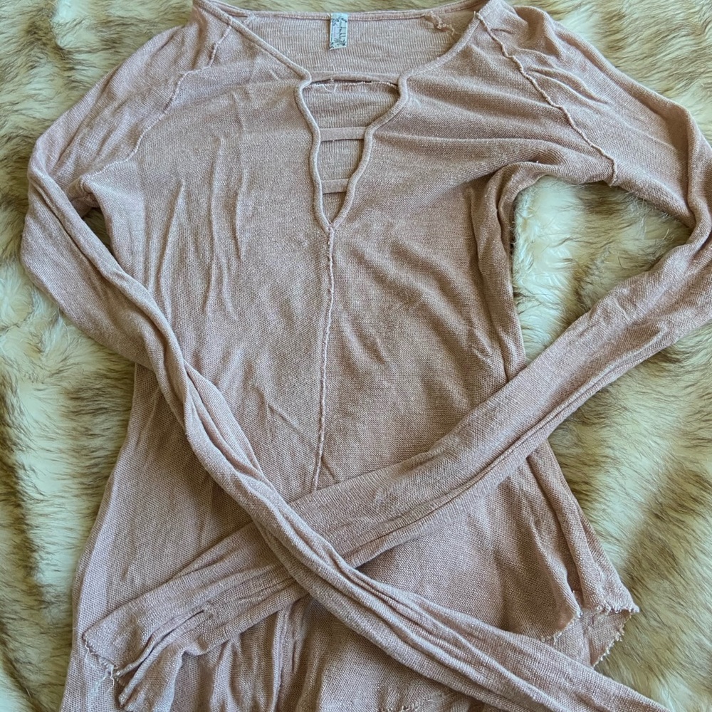 NWOT Free People Stretchy Distressed Long Sleeve